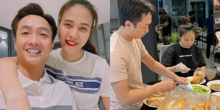 Cường Đôla và bà xã tất bật chuẩn bị hàng trăm ổ bánh mì cứu trợ mùa dịch