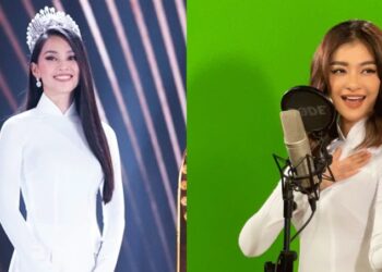 Kiều Loan “đụng hàng” Tiểu Vy khi diện chung áo dài hoạ tiết Hội An