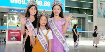 Hoa hậu Nguyễn Như Quỳnh, Phương Nga và Phùng Hiểu Anh trở về nước trong vòng tay yêu thương của người hâm mộ