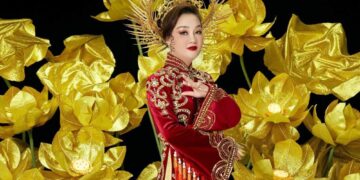 Brian Võ tự tay làm quốc phục cho hoa hậu HoàngThanh Nga đi chinh chiến quốc tế