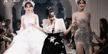 Hoa hậu Mai Phương trình diễn váy cưới dài 3.5m, nặng 12kg, phát biểu song ngữ đầy ấn tượng