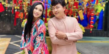 Hà Phương – Trần Sang diện áo dài rực rỡ, du xuân đầu năm