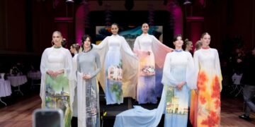 Ngọc Châu, Xuân Hạnh đồng hành cùng nhà thiết kế Trung Đinh quảng bá áo dài Việt ra thế giới 