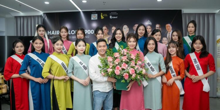 Thí sinh Hoa hậu Di sản Áo dài Việt Nam 2024 giao lưu cùng nhà tài trợ vàng 1900 Hair Salon