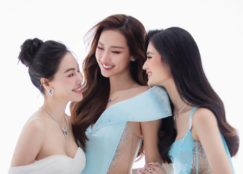 CEO Phạm Kim Dung, Giám đốc quốc gia Miss World Vietnam 2025 Bảo Ngọc chung khung hình Hoa hậu Ý Nhi