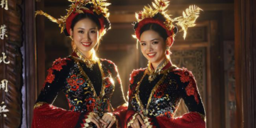  Đoàn Hồng Trang và Hiền Trang đài các kiêu sa trong thiết kế Nguyễn Dũng qua góc máy Thái Nhàn